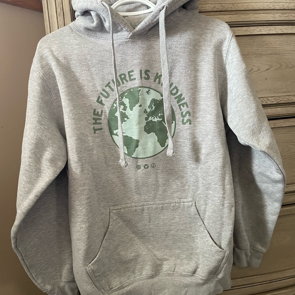Kids Gray Hoodie with Earth Graphic